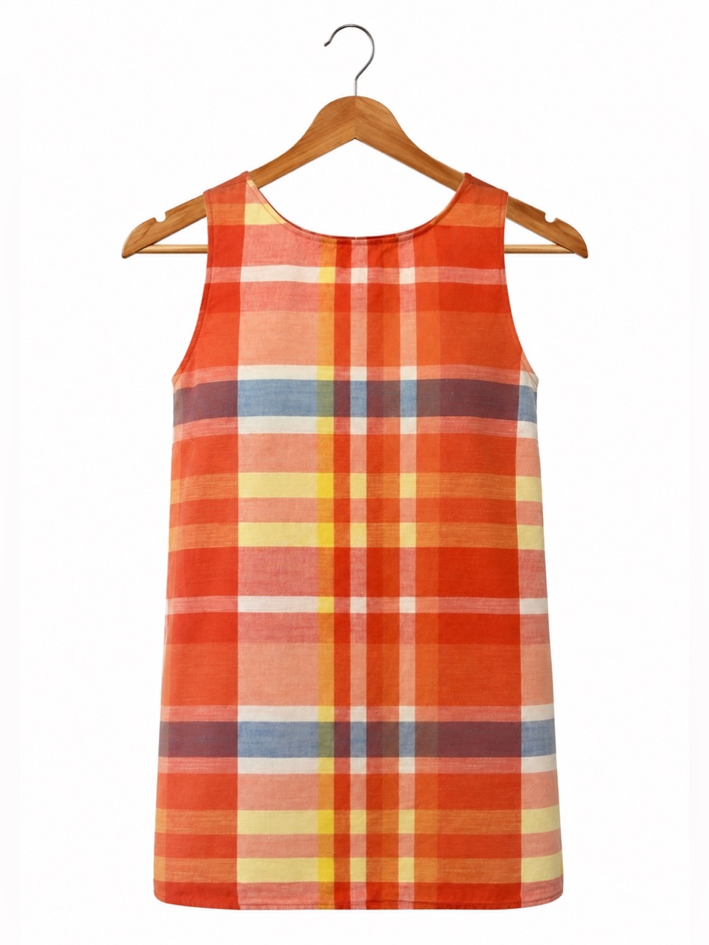 Natural Reflections M Plaid Sleeveless Button Back Boho cottagecore tank blouse